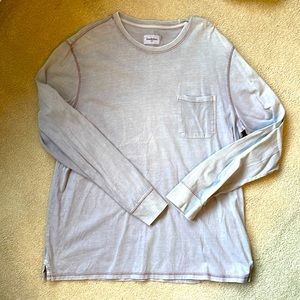 Light grey soft wash faded look long sleeve tee